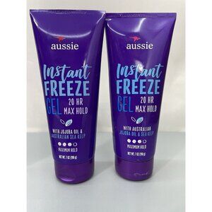 2 Aussie Instant Freeze Hair Gel with Jojoba Oil Sea Kelp 20 Hour Max Hold 7oz